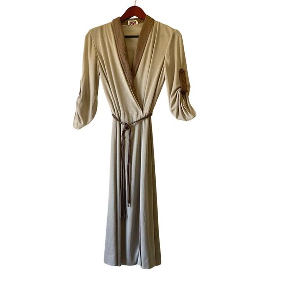 Vintage 70s luxe sparkle true wrap midi party dress size small - Picture 1 of 6
